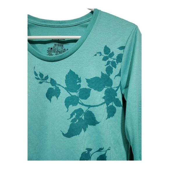 Patagonia Women's Crew-Neck Floral Teal Long-Sleeved Shirt Top Size Small - Picture 4 of 7
